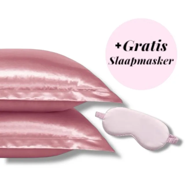 Beauty Silk Kussenslopen - 60x70 - 2 stuks - Glans Satijn - Roze
