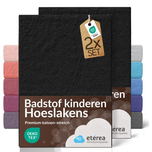 etérea Himmlische Qualität etérea Frottee badstof hoeslaken Zwart 2x 60x120 - 70x140 cm