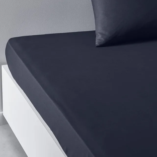 Unyqoos Marineblauw Katoenen Hoeslaken voor Tweepersoonsbed, 160 x 200 cm, Effen Design donkerblauw