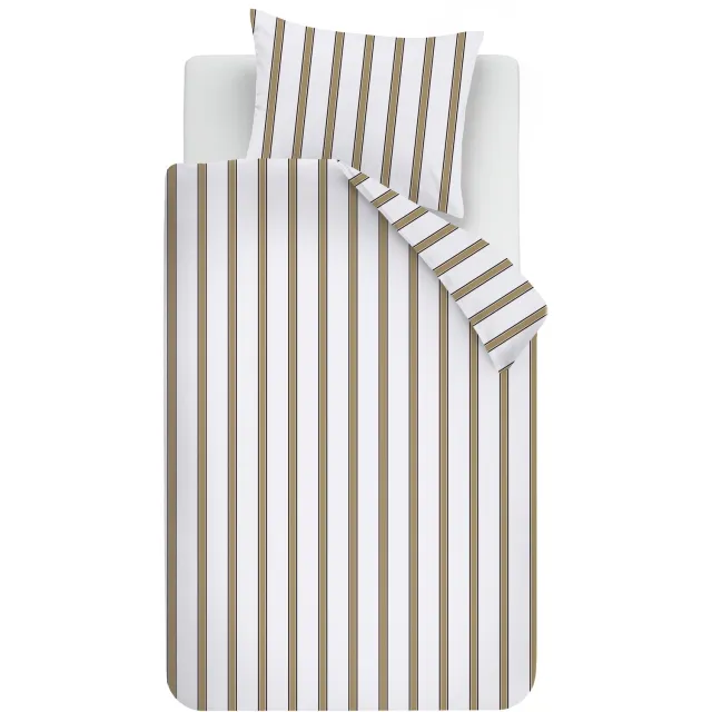 vtwonen Fun Stripe dekbedovertrek - Eenpersoons - 140 x 220 cm - Zand