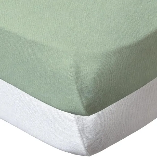 Ibenzoa Zachte en Comfortabele Set van 2 Katoenen Hoeslakens voor Kinderbedden, Wit/Groen, 70 x 140 cm