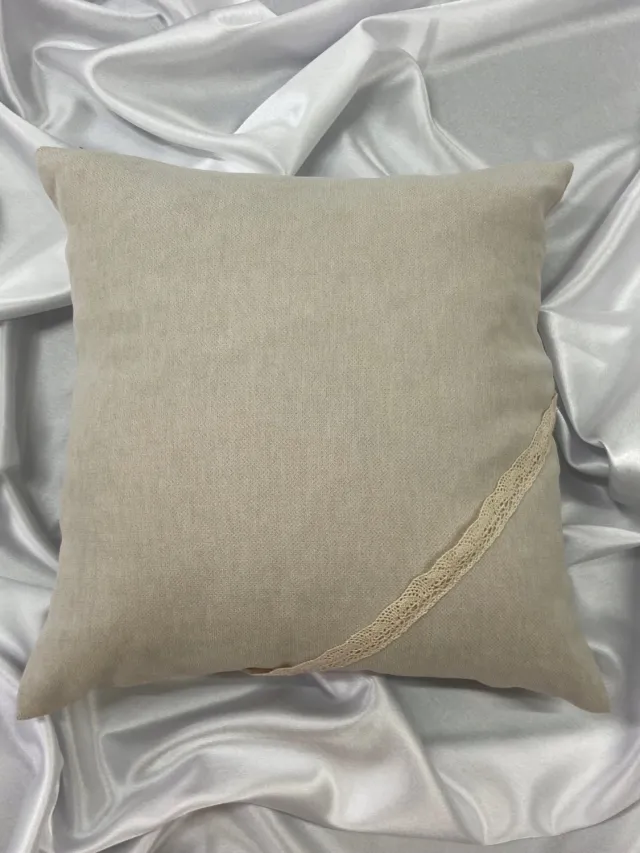firanykraśnik Decoratieve Kussenhoes 40x40cm Velours Taupe met Kant