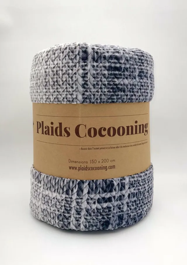 Plaids Cocooning fleece deken - plaid - Tweed gris- Superzachte fleece - 200 cm x 150 cm grofgrijs