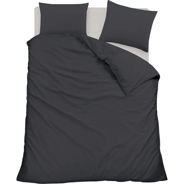 Homéé® Homéé Flanellen dekbedovertrekset antraciet 100% geruwd Katoen Lits-jumeaux 240x200/220 cm + 2 slopen