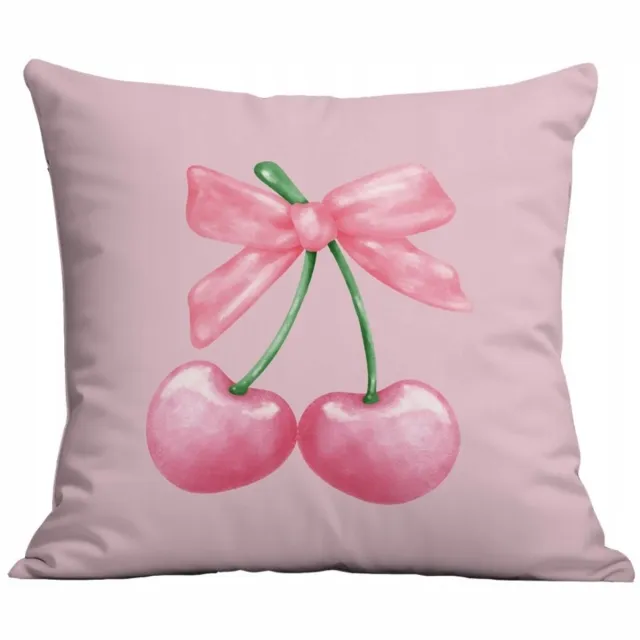 eCarla Decoratieve Kussenhoes 45x45cm met Kersen en Roze Print meerkleurig