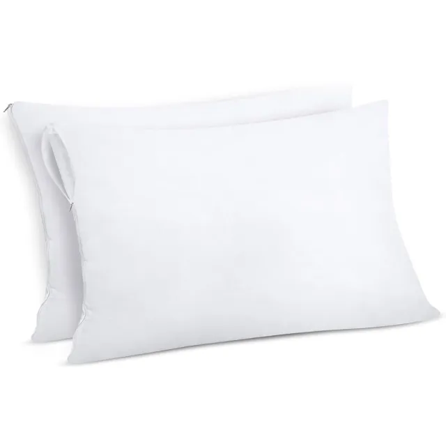 Famanu Set van 2 waterdichte kussenhoezen, 40 x 60 cm, met rits, ideaal als kussenbescherming tegen bedwantsen wit