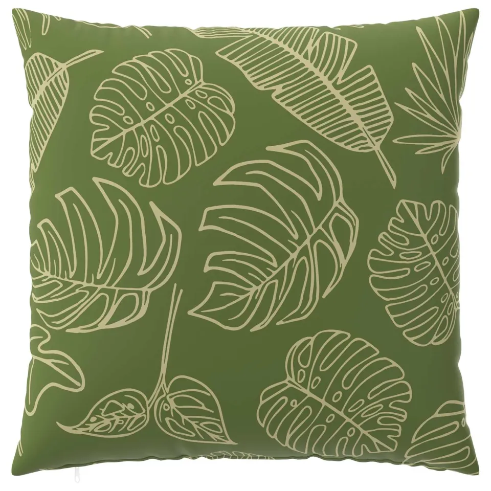 vidaXL Kussensloop 2 st HEERLEN Bladontwerp 65 x 65 cm Polyester groen, foto 4