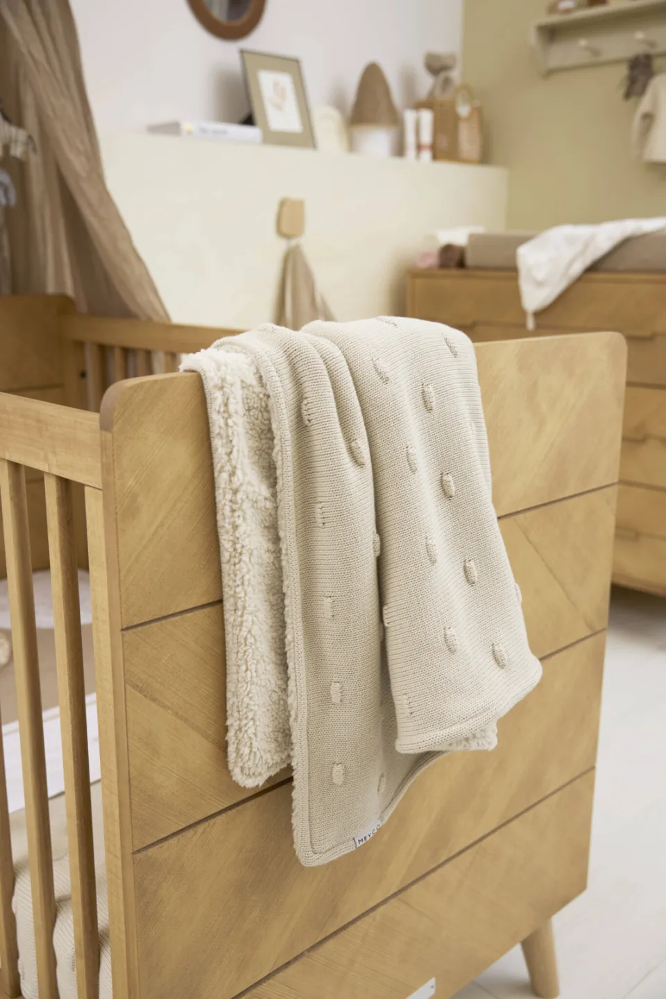 Meyco Knots teddy babydeken beige, foto 3
