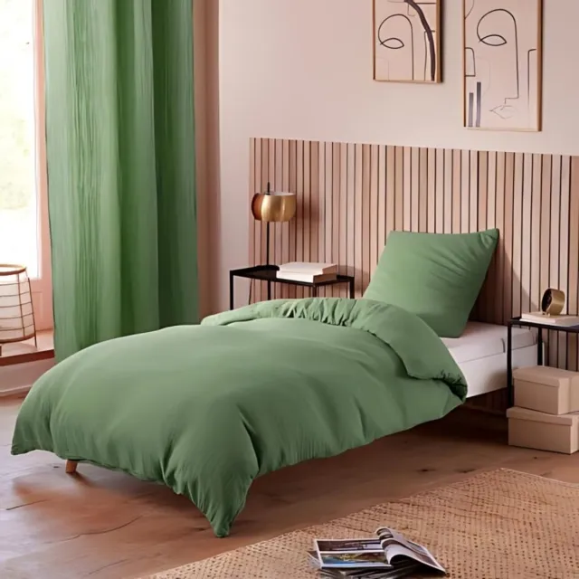 KGS Promolinge Katoenen gaas beddengoedset - voor eenpersoonsbed - dekbedset 140x200cm Groen