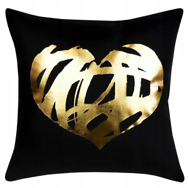 DOMAREX Decoratieve Kussenhoes 40x40cm Fluweel Zwart met Gouden Rits