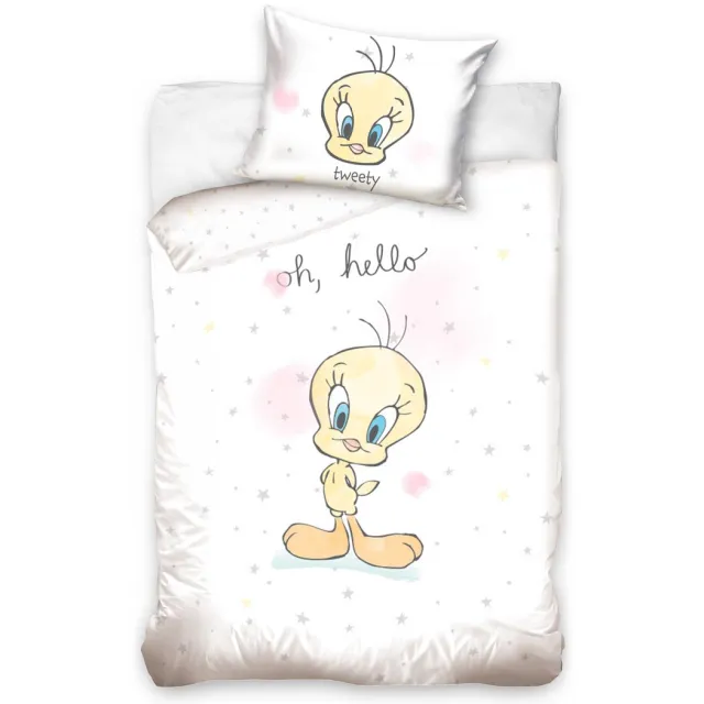 Looney Tunes Tweety BABY Dekbedovertrek - 90 x 120 cm - Katoen Wit
