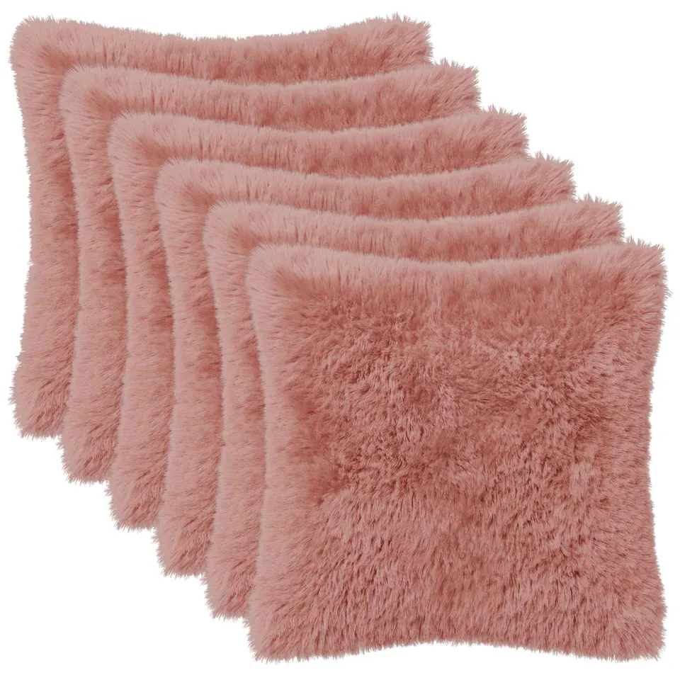 vidaXL Kussensloop 6 st HEERLEN Roze 35 x 35 cm PV Fleece