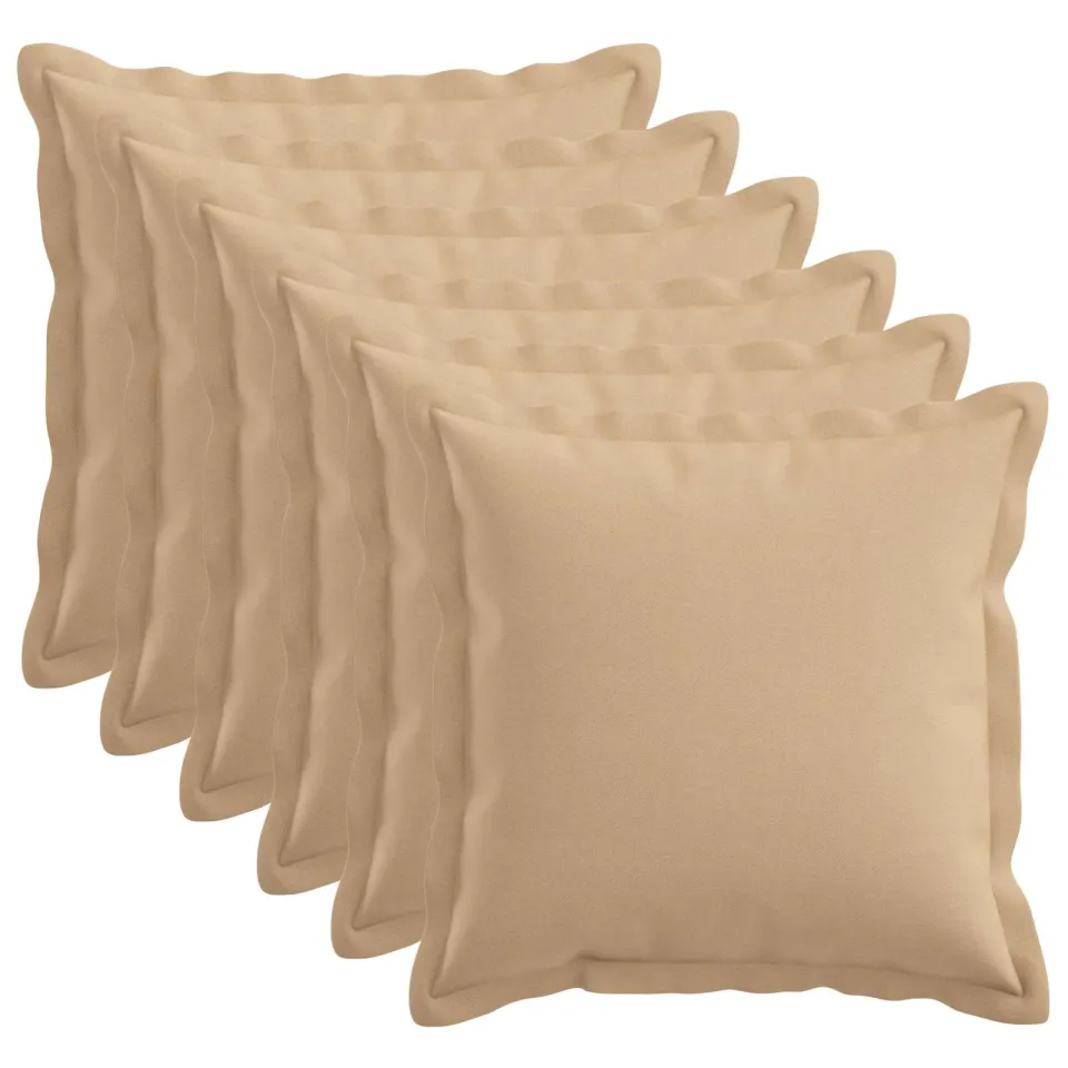 vidaXL Kussensloop 6 st HOUTEN Crèmekleurig 35 x 35 cm Faux Linnen, foto 3
