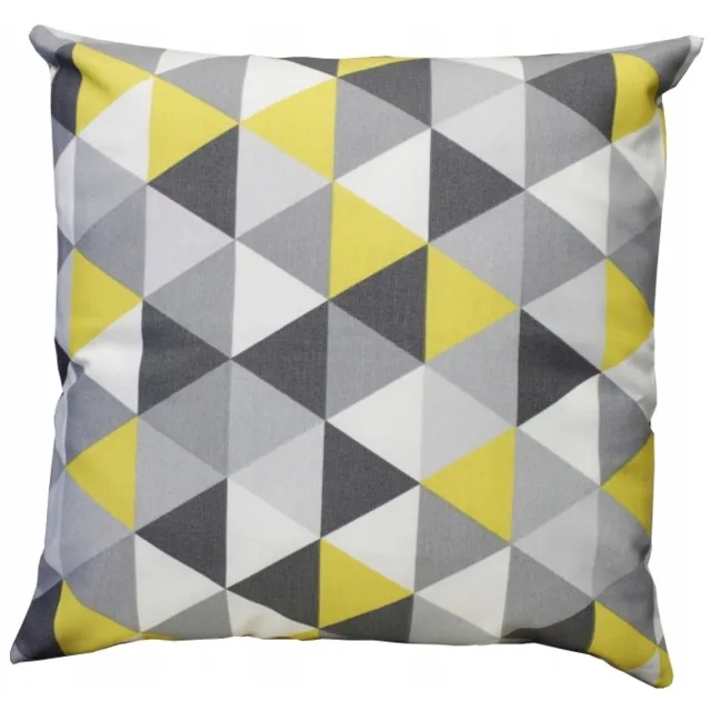 Ateks Decoratieve Kussenhoes 40x40cm - Geometrische Driehoeken Grijs/Geel