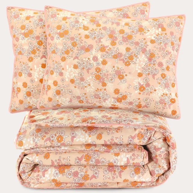 NOUS Living katoenen dekbedovertrek lits-jumeaux bloemenprint Multi