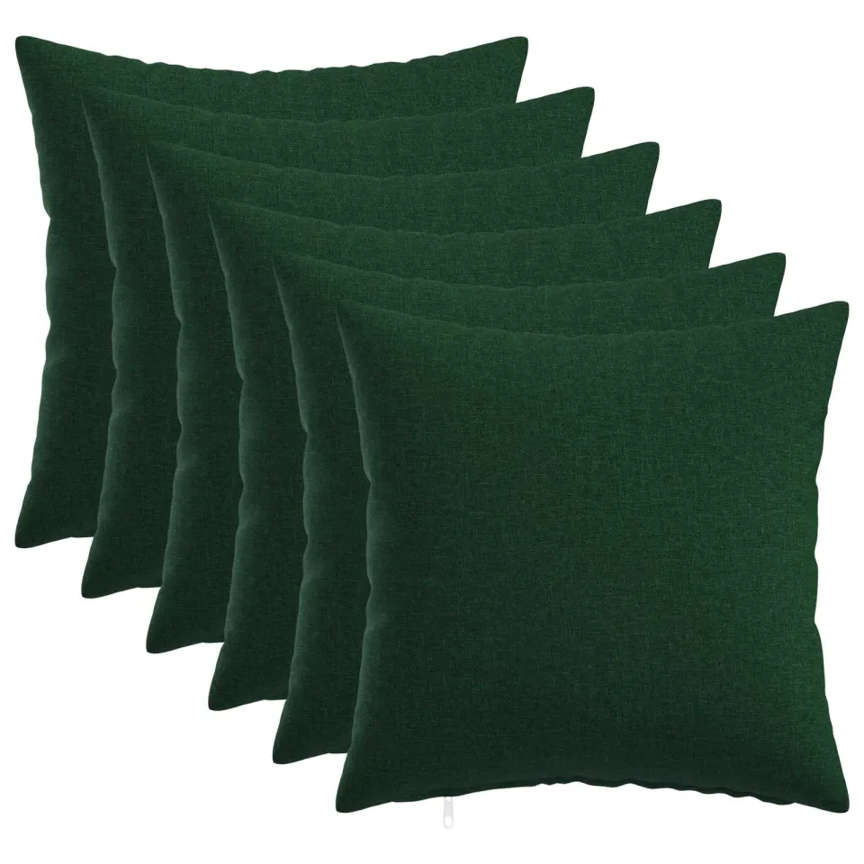 vidaXL Kussensloop 6 st HEERLEN Donkergroen 45 x 45 cm Stof groen, foto 3