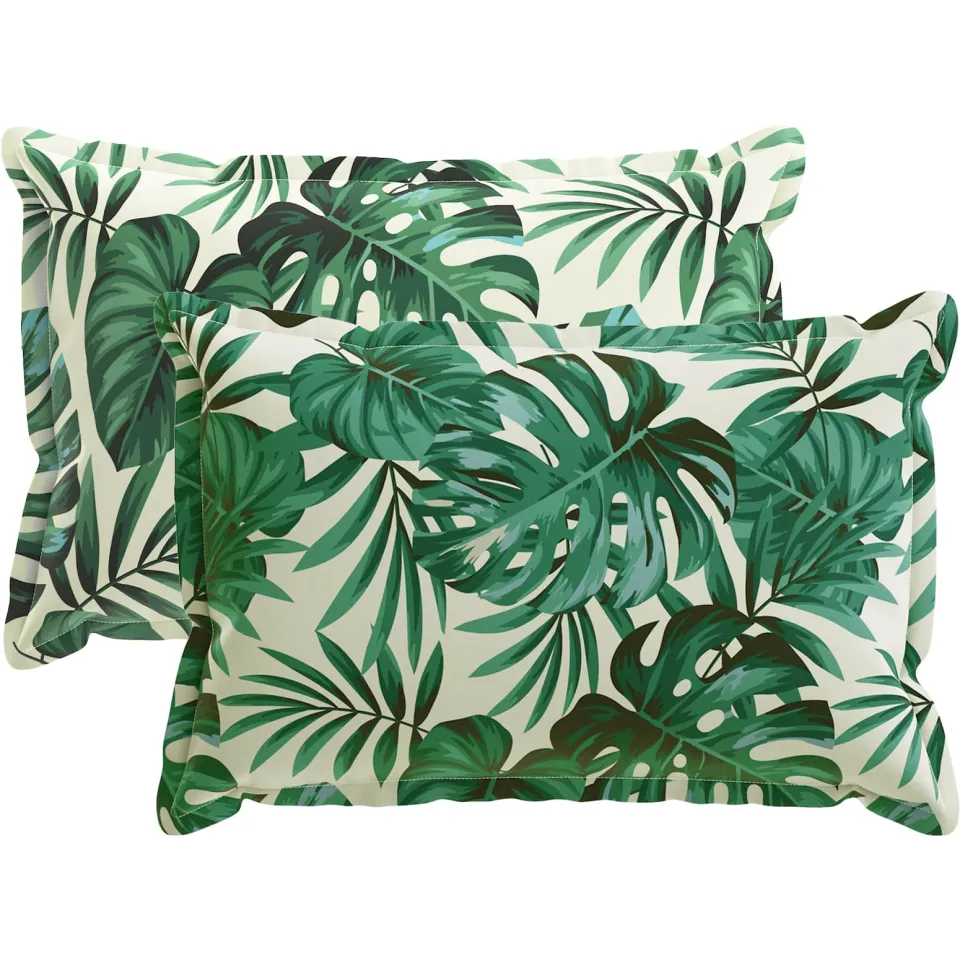 vidaXL Kussensloop 2 st HOUTEN Bladpatroon 30 x 50 cm Polyester groen, foto 3