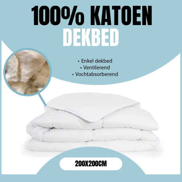 Eleganzzz 100% Katoen Enkel Dekbed - Winterdekbed - All Year Dekbed Enkel - 500gr/m2 - Dekbed 100% Katoen - Enkel Dekbed 200x200 - Tweepersoons - Dekbedden wit