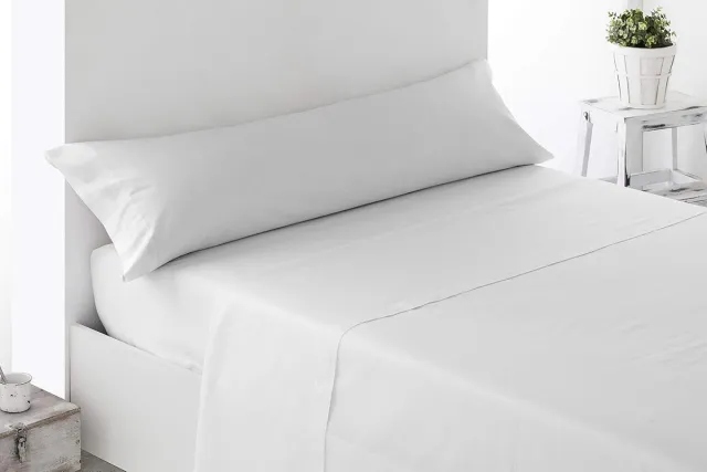 Famanu Kussensloop 150x45 cm wit, katoen polyester mix anti-peeling, zachte hoofdkussensloop voor bed 135 en bodykussen, wasbaar en ademend