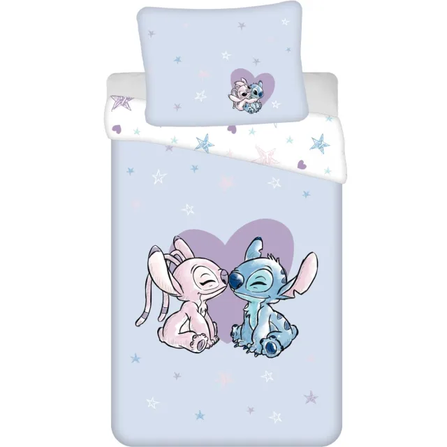 Lilo & Stitch Disney Lilo & Stitch Dekbedovertrek Hart - Eenpersoons - 140 x 200 cm - Katoen Paars