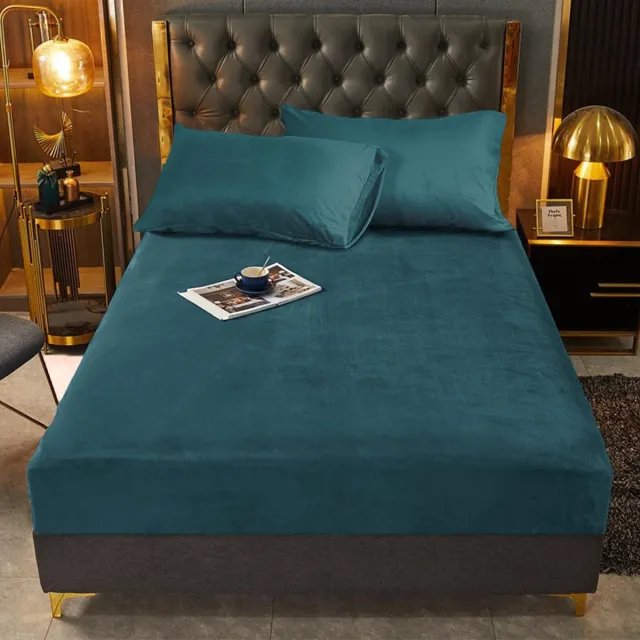 Unyqoos Premium Winter Hoeslaken van Fluweelachtige Fleece voor Comfortabele en Warme Nachten blauw