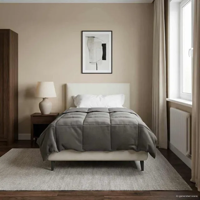vidaXL Vol jaar dekbed 135 x 200 cm Microfiber (100% polyester) Lichtgrijs