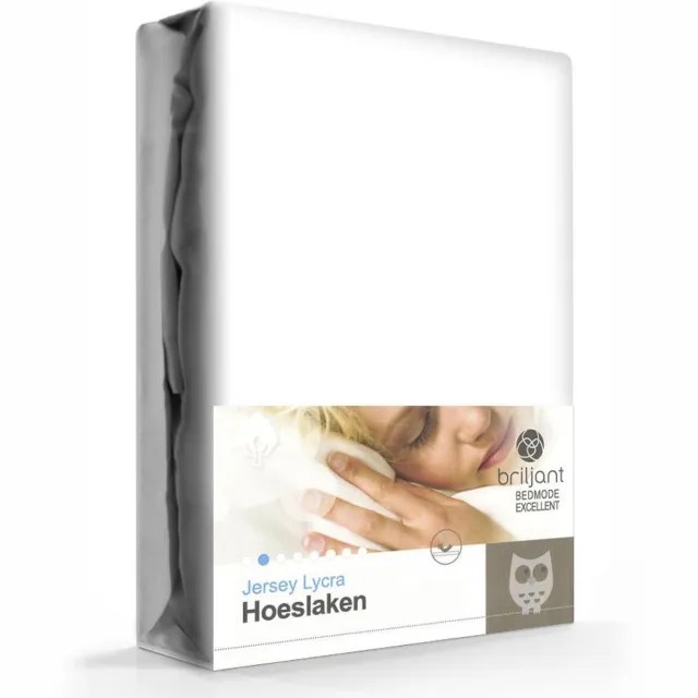 Briljant Jersey/Lycra Hoeslaken Wit-100/120 x 200/210/220 cm