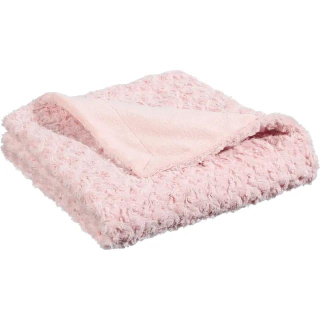 Atmosphera Sprei/deken/plaid - lichtroze - polyester - 120 x 160 cm - geknoopt motief