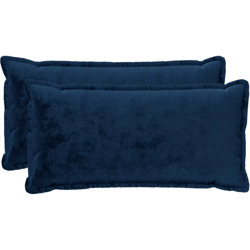 vidaXL Kussensloop 2 st HOUTEN Marineblauw 40 x 70 cm Flanel, foto 3