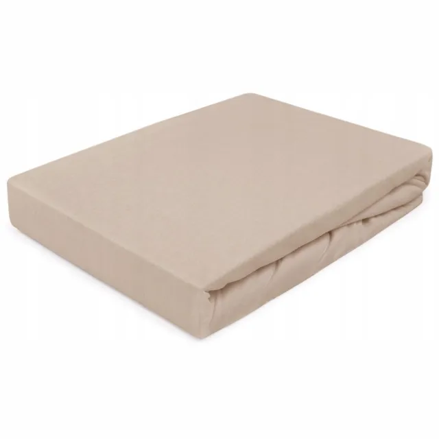 MATERACE Z GÓR Jersey Hoeslaken met Elastiek 70x140 cm Beige 100% Katoen