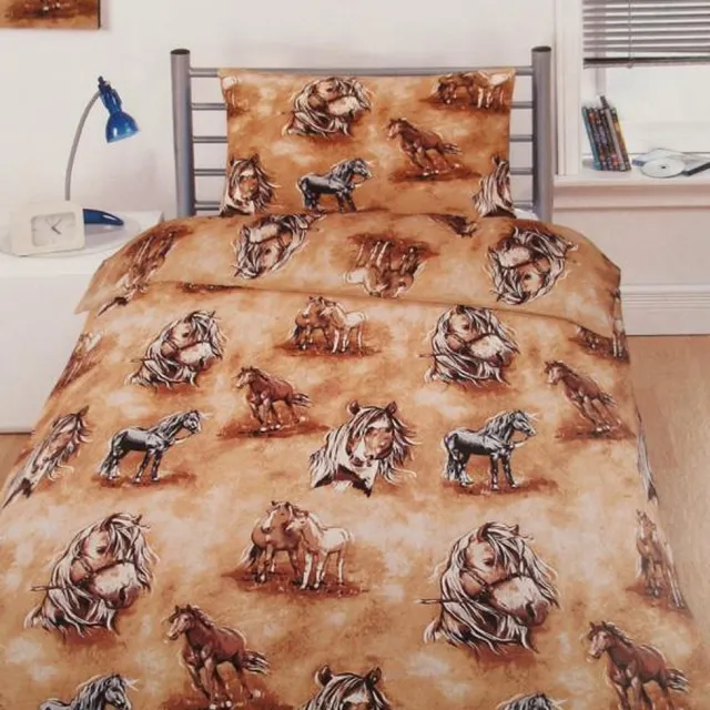 Only Kids Only Dekbedovertrek Horse - Eenpersoons - 140x200 cm - Bruin