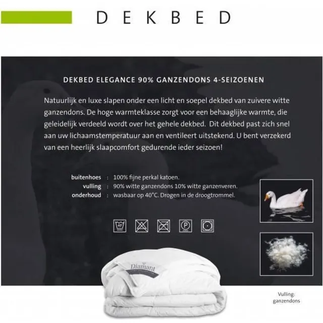 Elegance 90% Ganzendons 4 Seizoenen Dekbed 140x220 cm wit