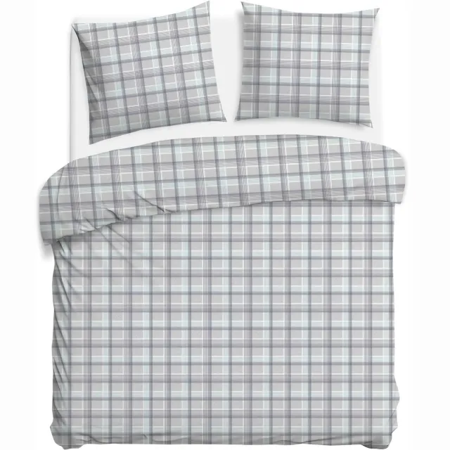 Darymex Luxe Katoenen Dekbedovertrekset Cottonlove – 180x200 cm – Blauwgrijze Ruit – 100% Katoen – Darymex Blauwgrijs