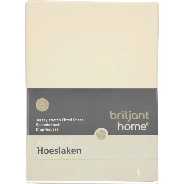 Briljant Home Jersey Stretch Hoeslaken 200x200 - Off white wit