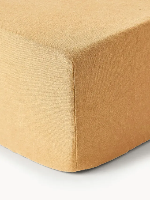 Westwing Collection Boxspring hoeslaken Airy, gewassen linnen Lichtbruin