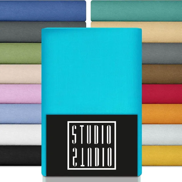 Studio Hoeslaken 180x200cm - 200x200cm, Made in Green/EU, 100% katoen, merkkwaliteit, bedlaken hoeslaken jersey 180x200-200x200 - turquoise turqoise