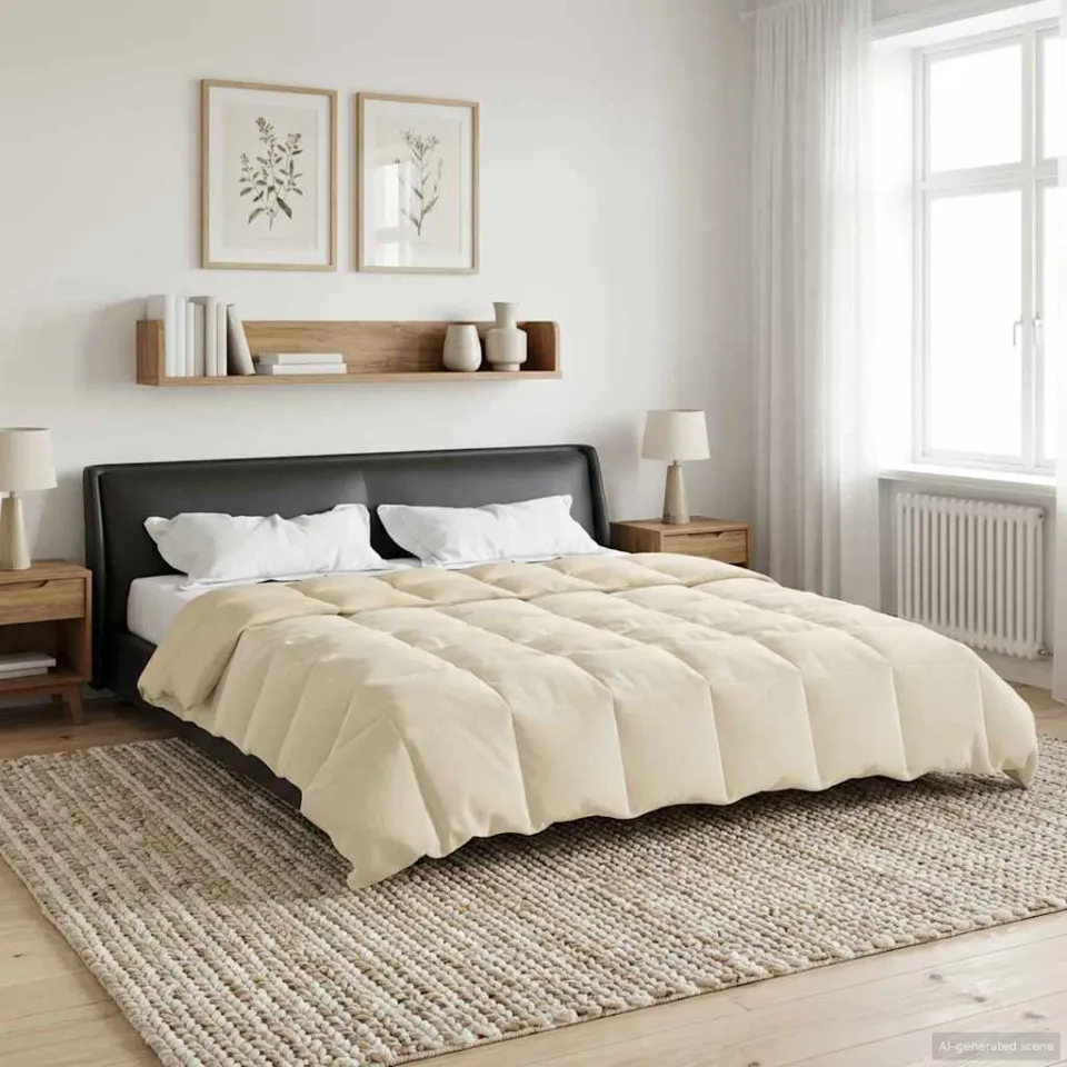 vidaXL Vol jaar dekbed 200 x 220 cm Microfiber (100% polyester) crème, foto 4