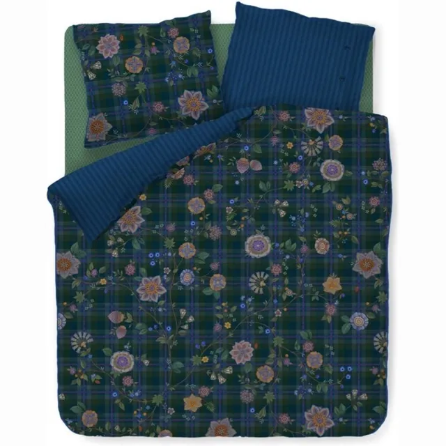 Pip Studio Flores Felices Dekbedovertrek - Tweepersoons - 200x200/220 cm - Donkerblauw