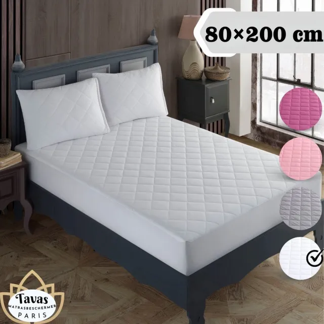 Tavas Waterdicht Matrasbeschermer 80x200 cm Wit Gewatteerde 100% Katoen Molton Hoeslakenbadstof Rondom Elastiek Waterdichte Matras Beschermer Incontinentie
