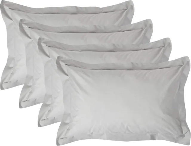 Homescapes Kussensloop 50x75 cm met Rand (Oxford) Set van 4 – Zilvergrijs – 100% Egyptisch Perkal Katoen – 200 TC