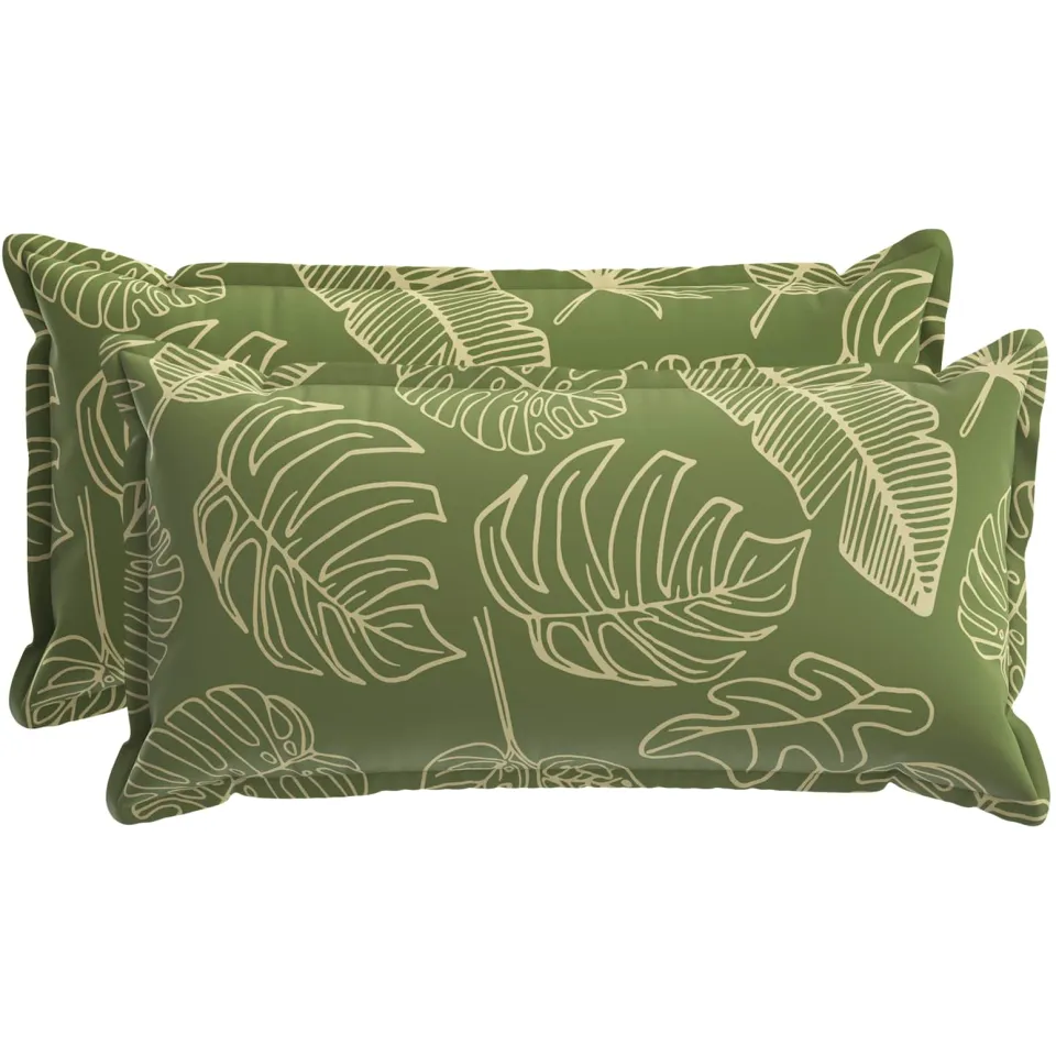 vidaXL Kussensloop 2 st HOUTEN Bladontwerp 40 x 80 cm Polyester Groen