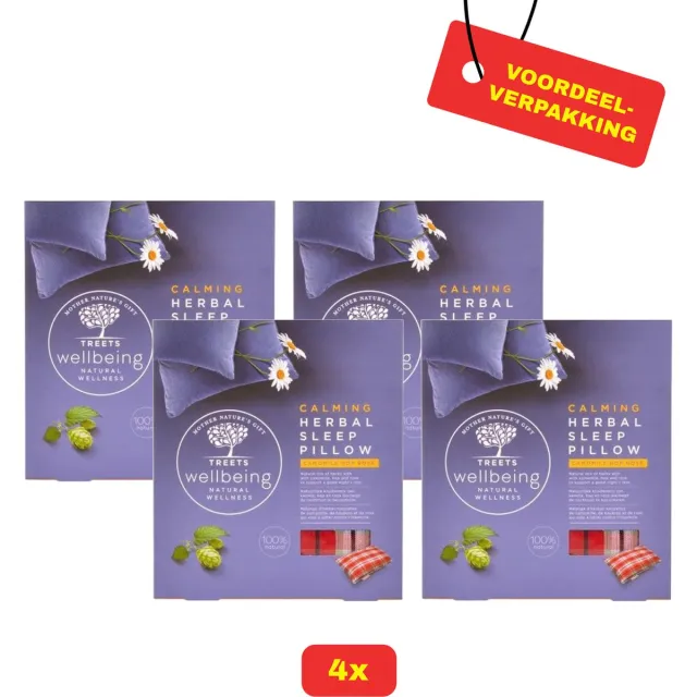 Treets 4x Treets Herbal calming sleep pillow / kruidenmix / bevorderd de goede nacht rust - Voordeelverpakking! Wit, Rood en Zwart