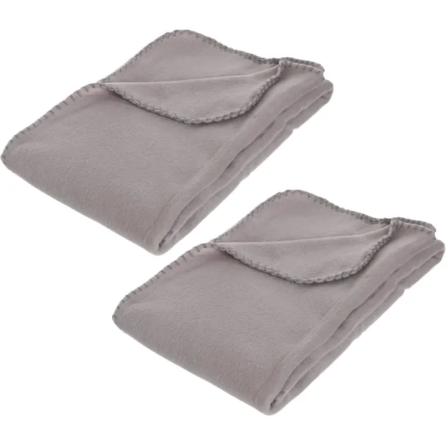 Atmosphera Polar Fleece deken of plaid - 2x - grijs - 125 x 150 cm - polyester - Bankdeken - Fleece plaid