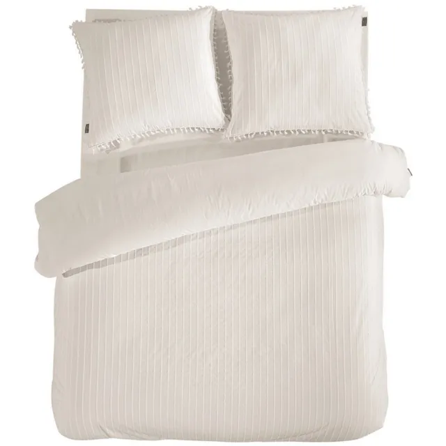 LINNICK Dekbedovertrek Katoen Renforcé Estina - Off White - Dekbedovertrek 200x200/220cm - 100% Katoen - Tweepersoons - Dekbedovertrekken - Effen Dekbedovertrek Estina ivoor