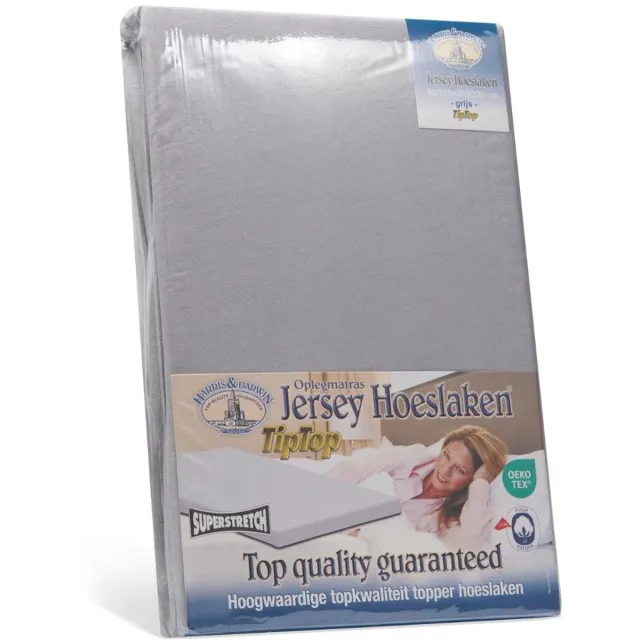Harris&Darwin H&D Topper Hoeslaken - 100% Jersey Katoen - 180x200 cm - Tot 15cm matrasdikte - 220 g/m² - Grijs