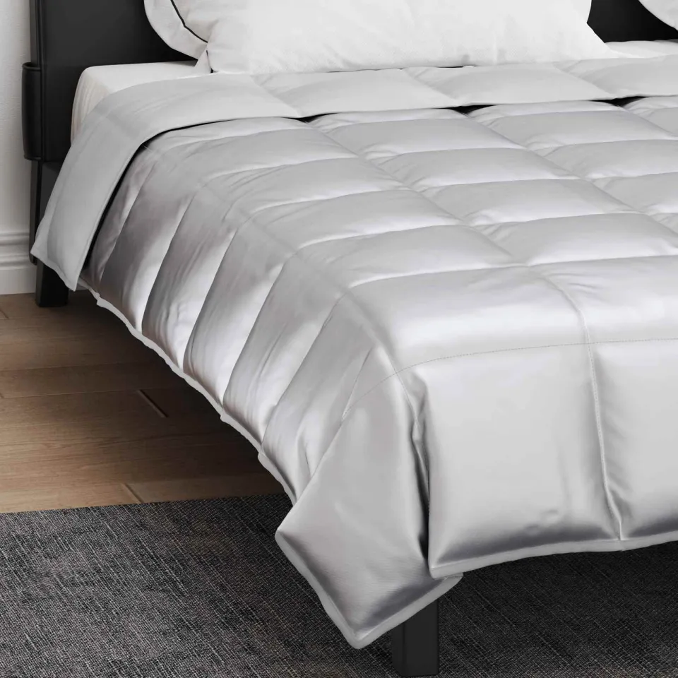 vidaXL Zomer Dekbed 200 x 200 cm 200 gsm Satijn en microvezel Zilver, foto 4