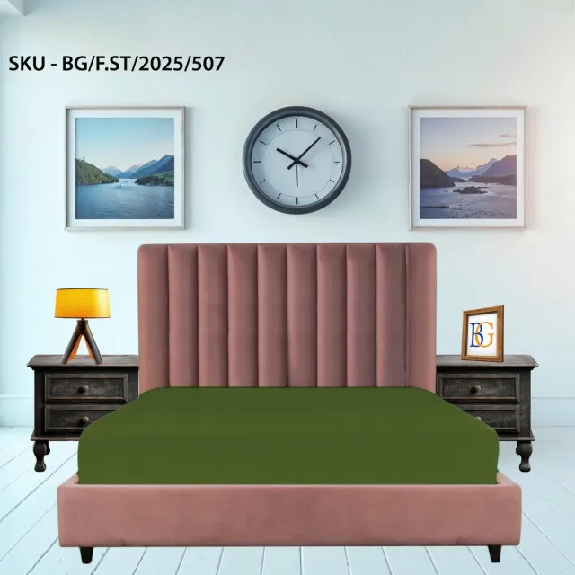 BED GLOW & APPAREL Hoeslaken - 140*200 cm - 25cm Matrashoogte - Rondom Elastiek - Olijf Groen