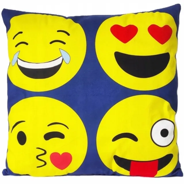 Granda Decoratieve Kussenhoes Velours Donkerblauw 45x45cm met Emoji