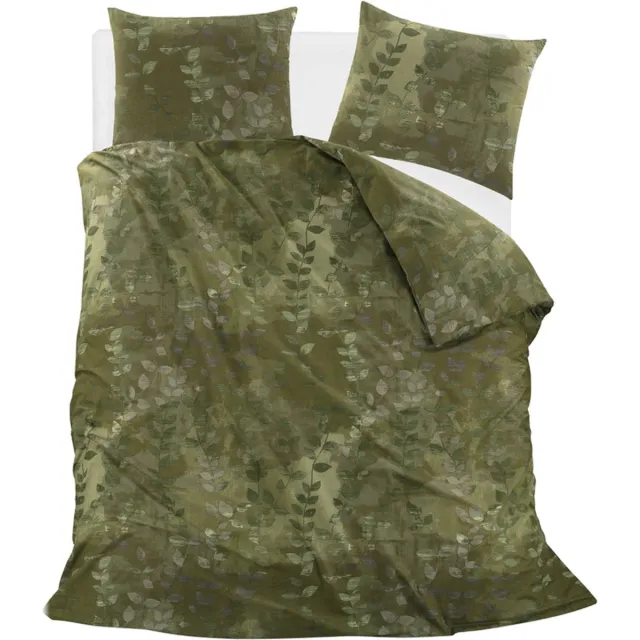 Homéé® Dekbedovertrekset Green Leaves - Lits-Jumeaux 240x200/220 cm - 100% Katoen - Inclusief 2 Kussenslopen - Groen Botanisch Bladeren Dessin groen bladeren