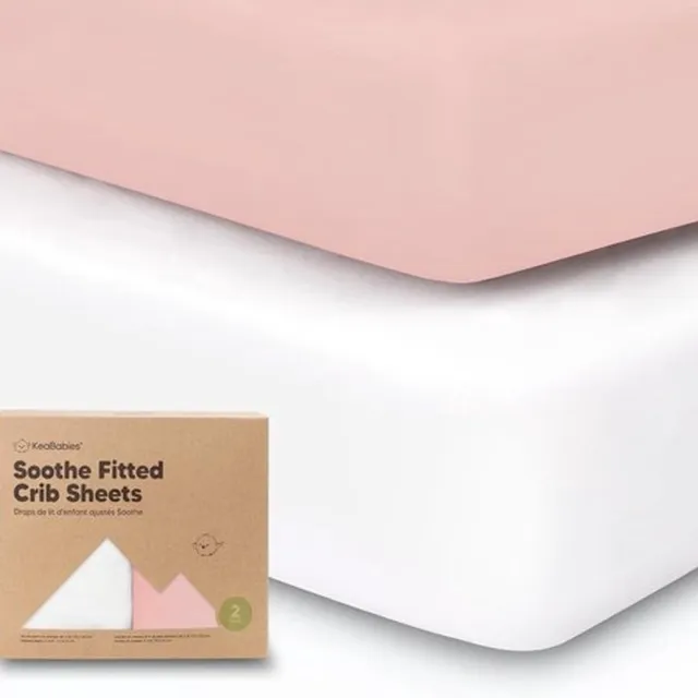 KeoBabies Baby Fitted Sheets - baby bedding fitted sheet, 2 pieces bed sheet baby bed, fitted sheet, children's bed, fitted sheet for baby beds, cotton sheet, children's bed (pink) Roze